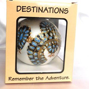 Destinations Ornament to Remember Mouth Blown Glass Abstract Design Ornament